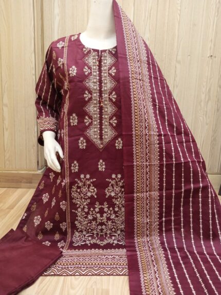 Lawn 3pc Suit Unstich