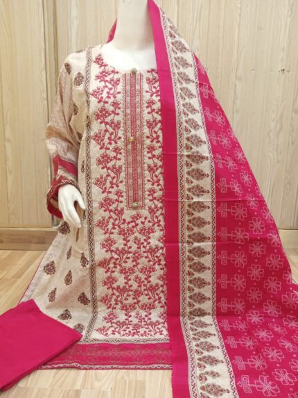 Lawn 3pc Suit Unstich