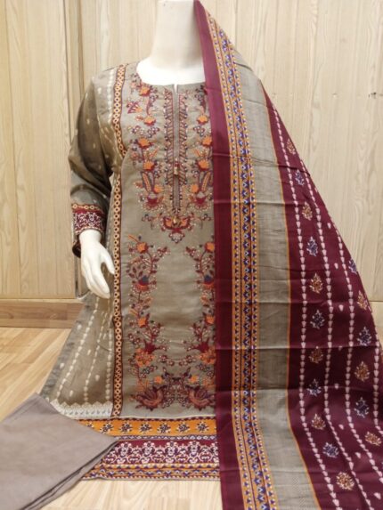Lawn 3pc Suit Unstich