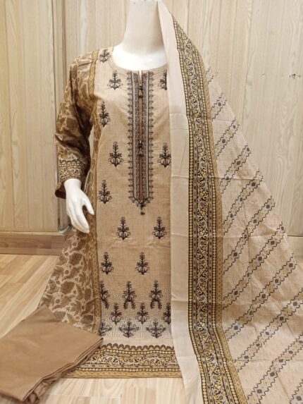 Lawn 3pc Suit Unstich
