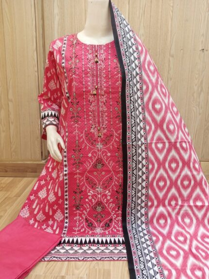Lawn 3pc Suit Unstich